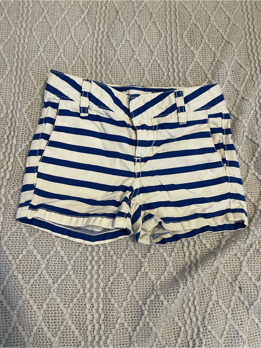 Old Navy White and Blue Striped Cotton Shorts